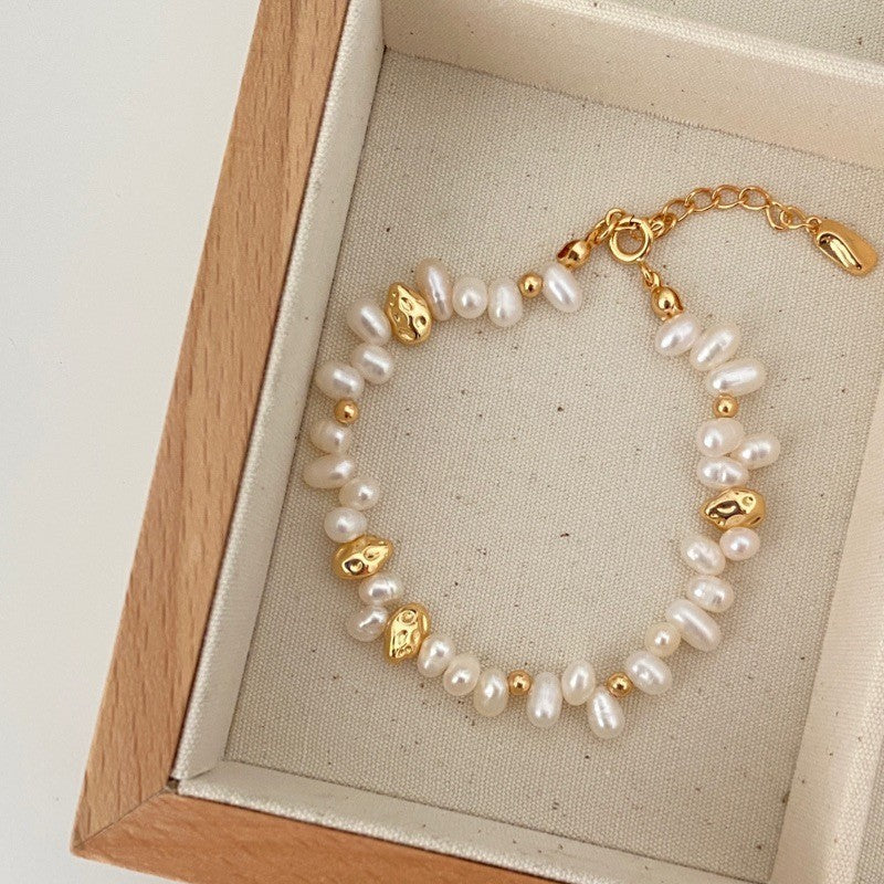 Bloom Baroque Pearl Necklace & Bracelet Set – 925 Sterling Silver, Gold Plated, Handmade Jewelry
