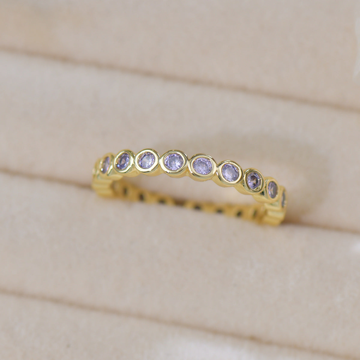 Vintage Purple Zircon Open Ring Adjustable